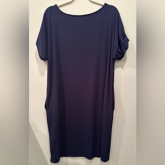 Zenana Dark Blue Dress Scoop Neck Stretchy Flowy Comfy Pockets Casual Sz XL - Picture 2 of 9